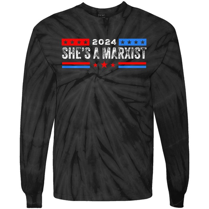 SheS A Marxist Elections 2024 Democrat Republican Tie-Dye Long Sleeve Shirt