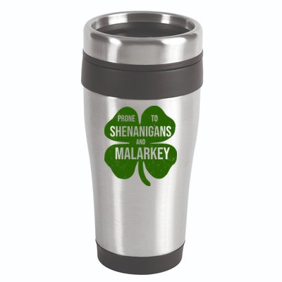 Shenanigans And Malarkey Funny St Patrick's Day 16oz Travel Tumbler
