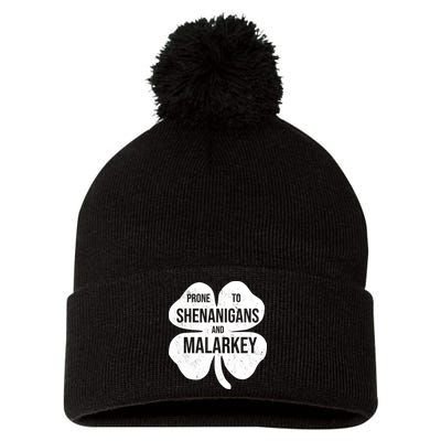 Shenanigans And Malarkey Funny St Patrick's Day Pom Pom 12in Knit Beanie