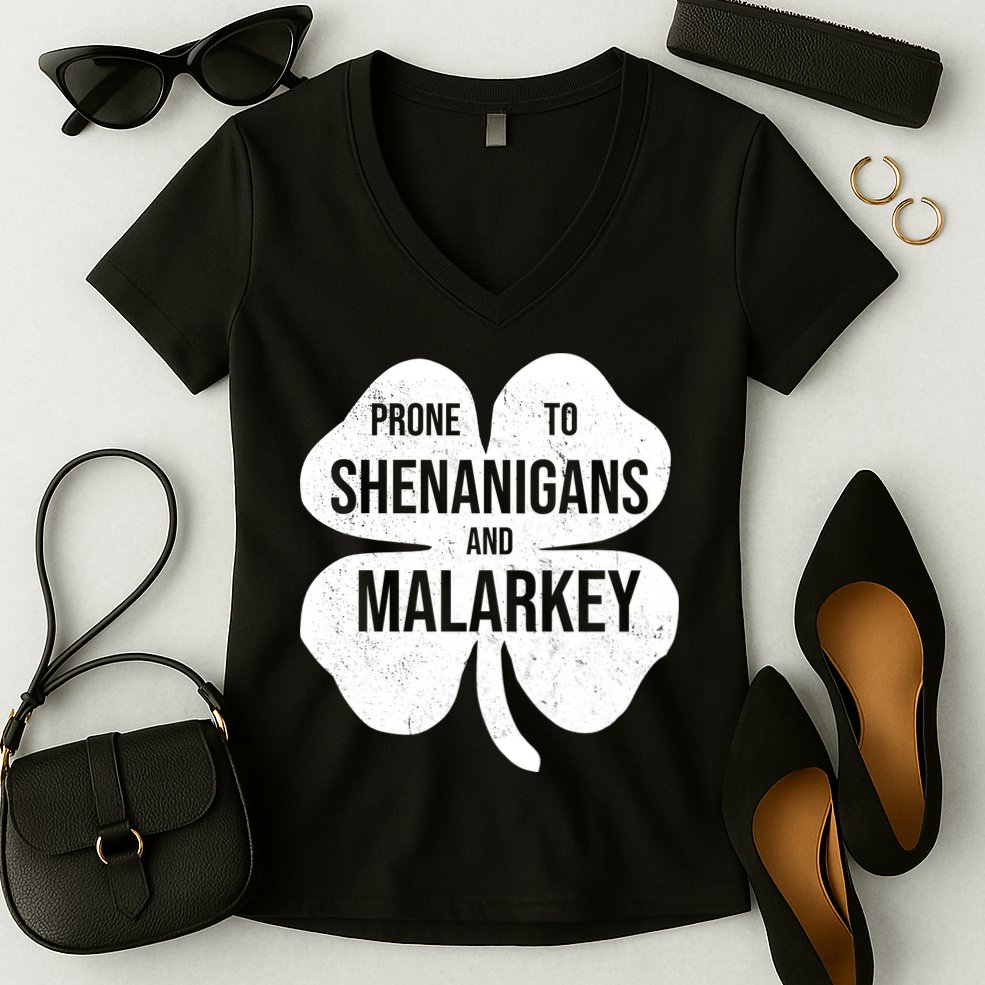 Shenanigans And Malarkey Funny St Patrick's Day Women's V-Neck T-Shirt
