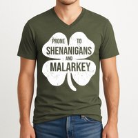 Shenanigans And Malarkey Funny St Patrick's Day V-Neck T-Shirt