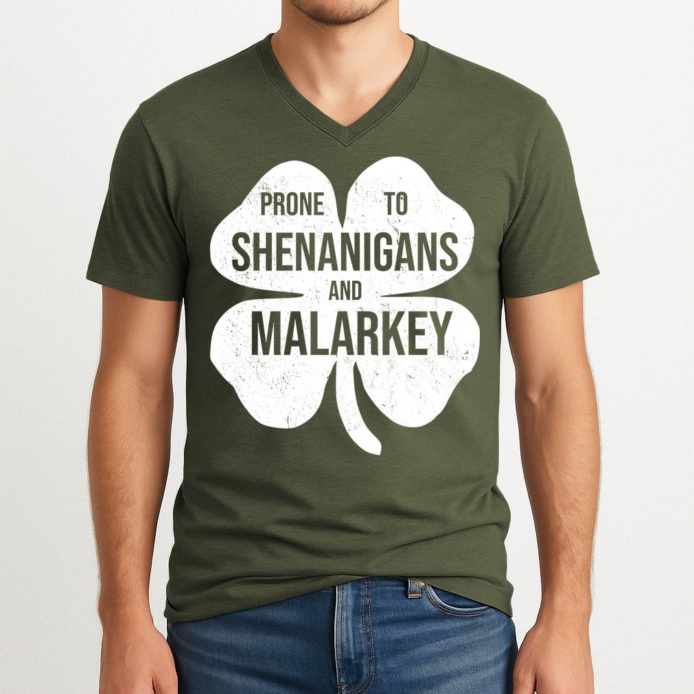 Shenanigans And Malarkey Funny St Patrick's Day V-Neck T-Shirt