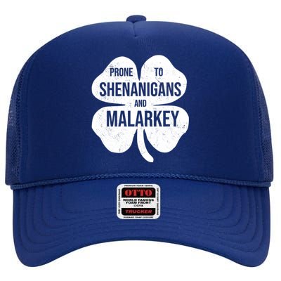 Shenanigans And Malarkey Funny St Patrick's Day High Crown Mesh Back Trucker Hat