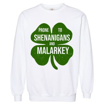 Shenanigans And Malarkey Funny St Patrick's Day Garment-Dyed Sweatshirt