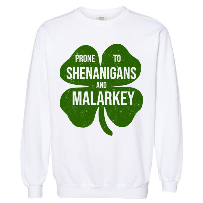 Shenanigans And Malarkey Funny St Patrick's Day Garment-Dyed Sweatshirt