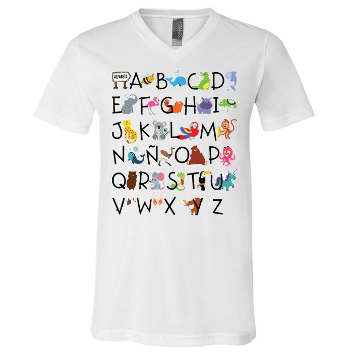 SPANISH ALPHABET MAESTRA SPANISH TEACHER V-Neck T-Shirt