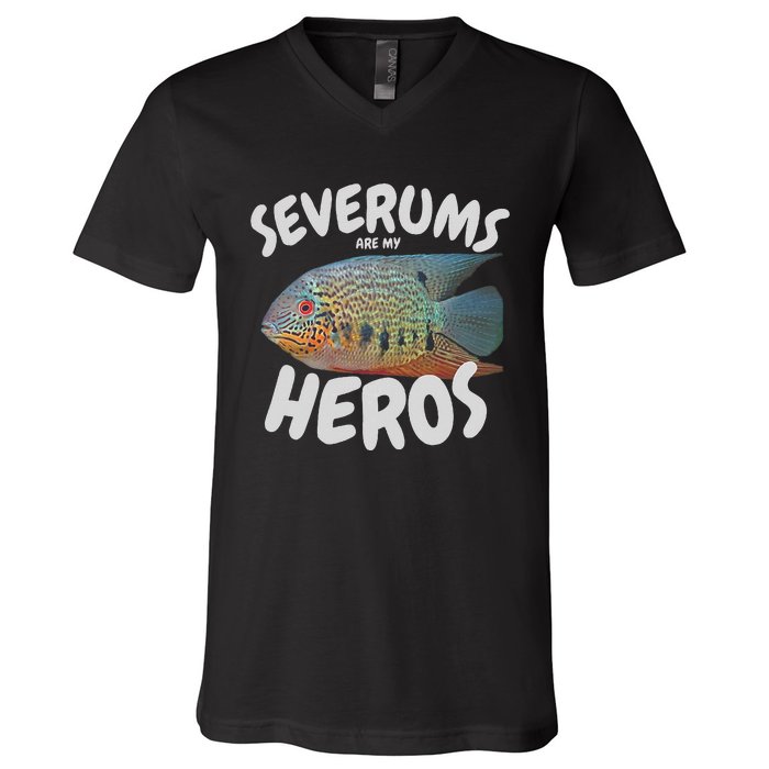 Severums Are My Heros Aquarium Keeper Funny Hobbiest Art V-Neck T-Shirt