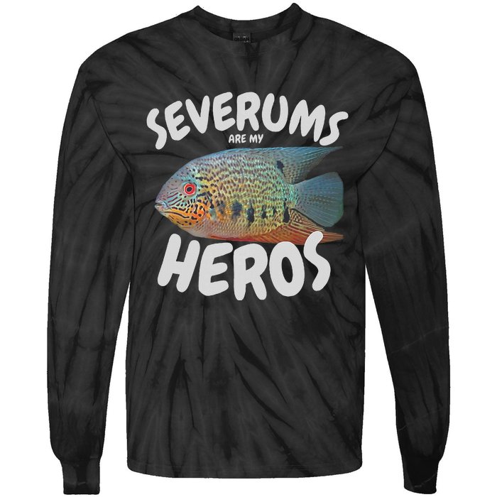 Severums Are My Heros Aquarium Keeper Funny Hobbiest Art Tie-Dye Long Sleeve Shirt