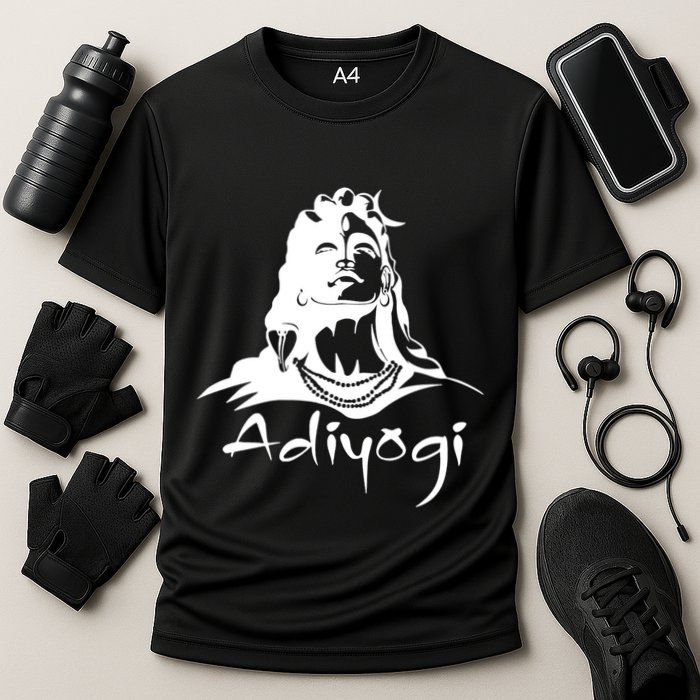 Shiva Adiyogi Meditation Design Meaningful Gift Cooling Performance Crew T-Shirt