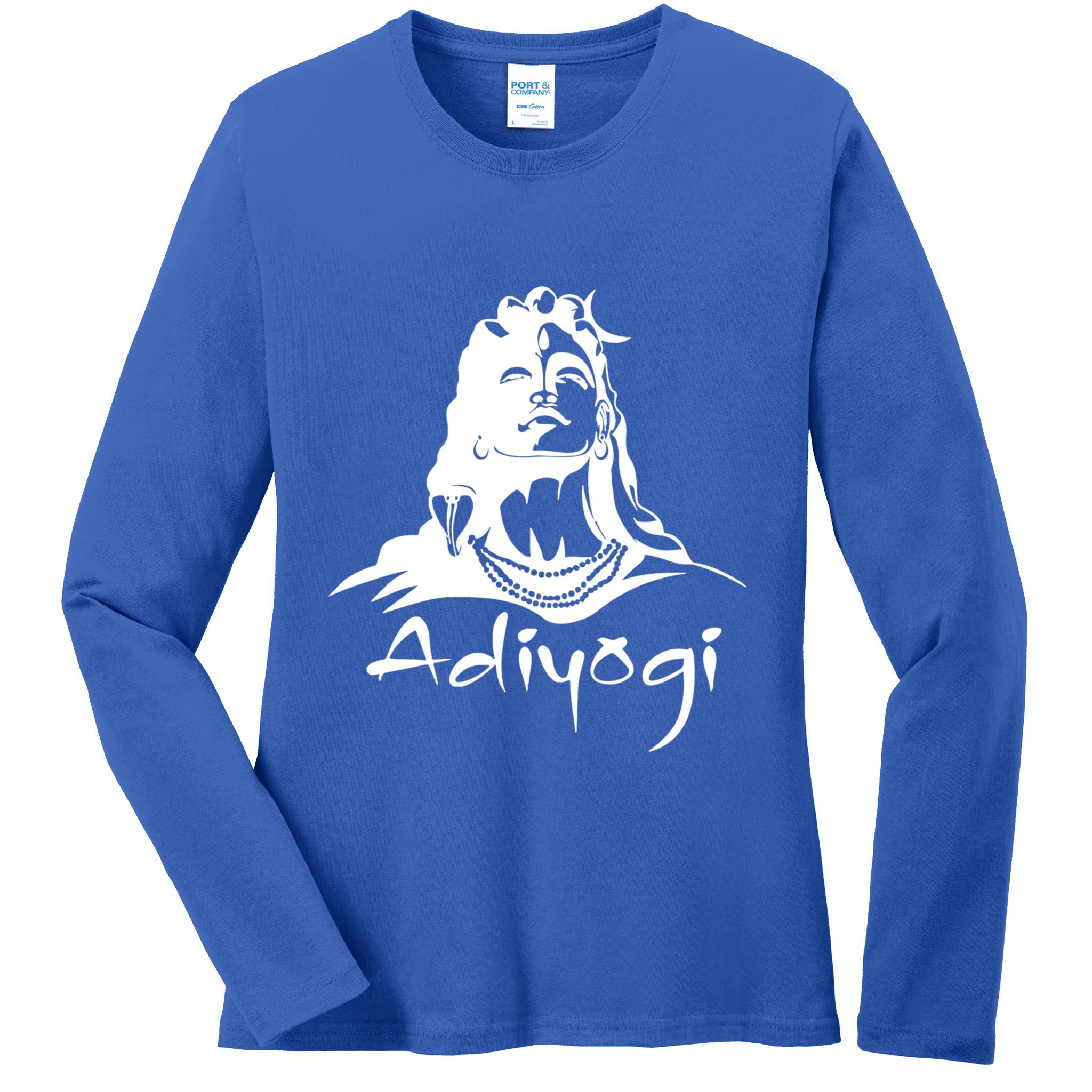 Shiva Adiyogi Meditation Design Meaningful Gift Ladies Long Sleeve Shirt