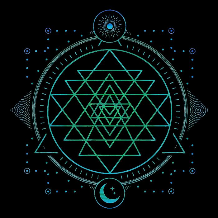 Sun And Moon Chakra Geometry Sri Yantra Flat Bill Trucker Hat