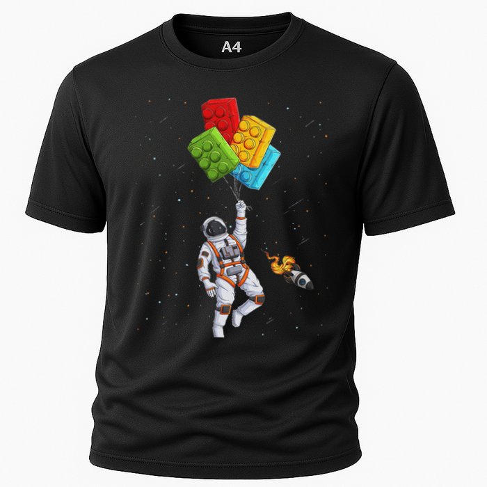 Space Astronaut Master Builder Funny Building Blocks Bricks Cooling Performance Crew T-Shirt