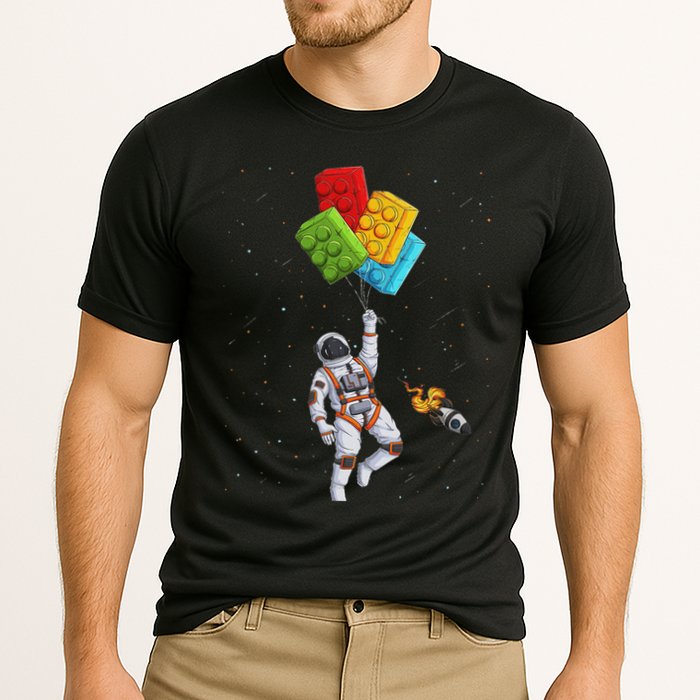 Space Astronaut Master Builder Funny Building Blocks Bricks Cooling Performance Crew T-Shirt
