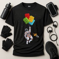 Space Astronaut Master Builder Funny Building Blocks Bricks Cooling Performance Crew T-Shirt