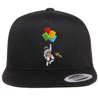 Space Astronaut Master Builder Funny Building Blocks Bricks Flat Bill Trucker Hat