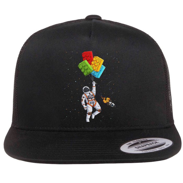 Space Astronaut Master Builder Funny Building Blocks Bricks Flat Bill Trucker Hat