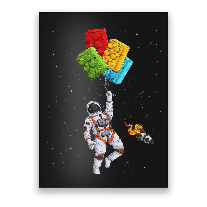 Space Astronaut Master Builder Funny Building Blocks Bricks Poster