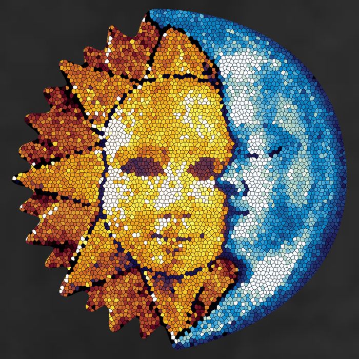 Sun And Moon Mosaic Astrology 7 Panel Mesh Trucker Snapback Hat