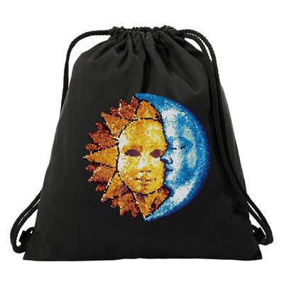 Sun And Moon Mosaic Astrology Drawstring Bag