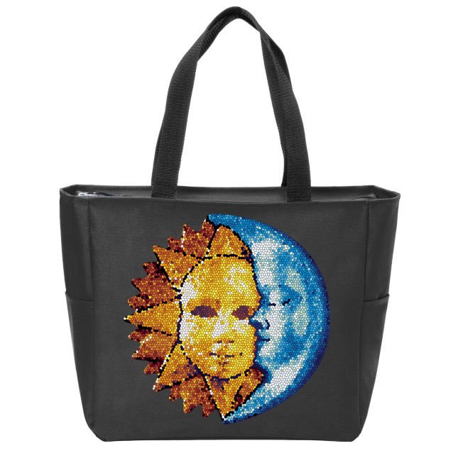 Sun And Moon Mosaic Astrology Zip Tote Bag
