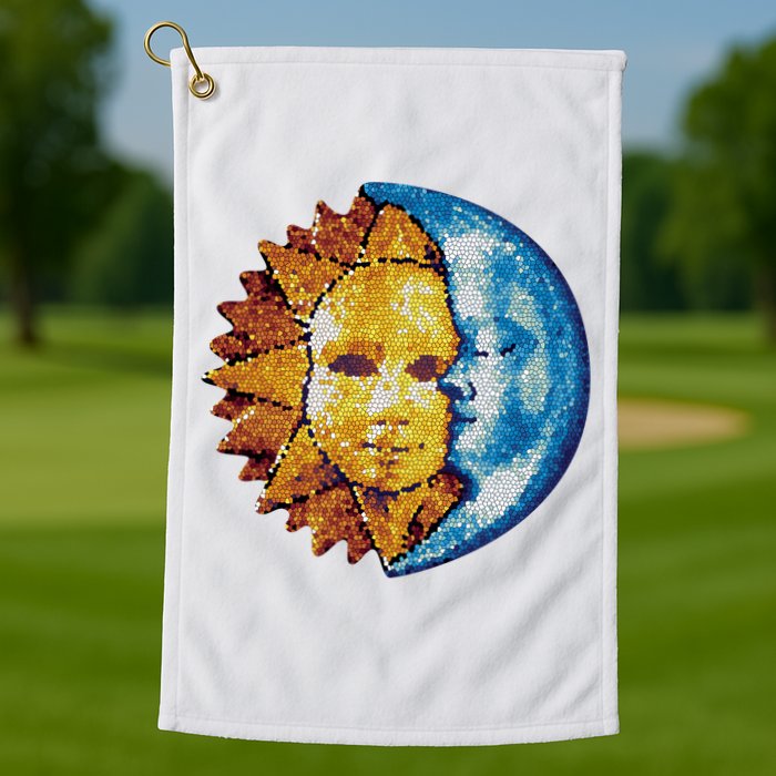 Sun And Moon Mosaic Astrology Golf Towel