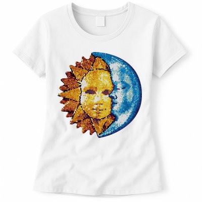 Sun And Moon Mosaic Astrology Womens T-Shirt