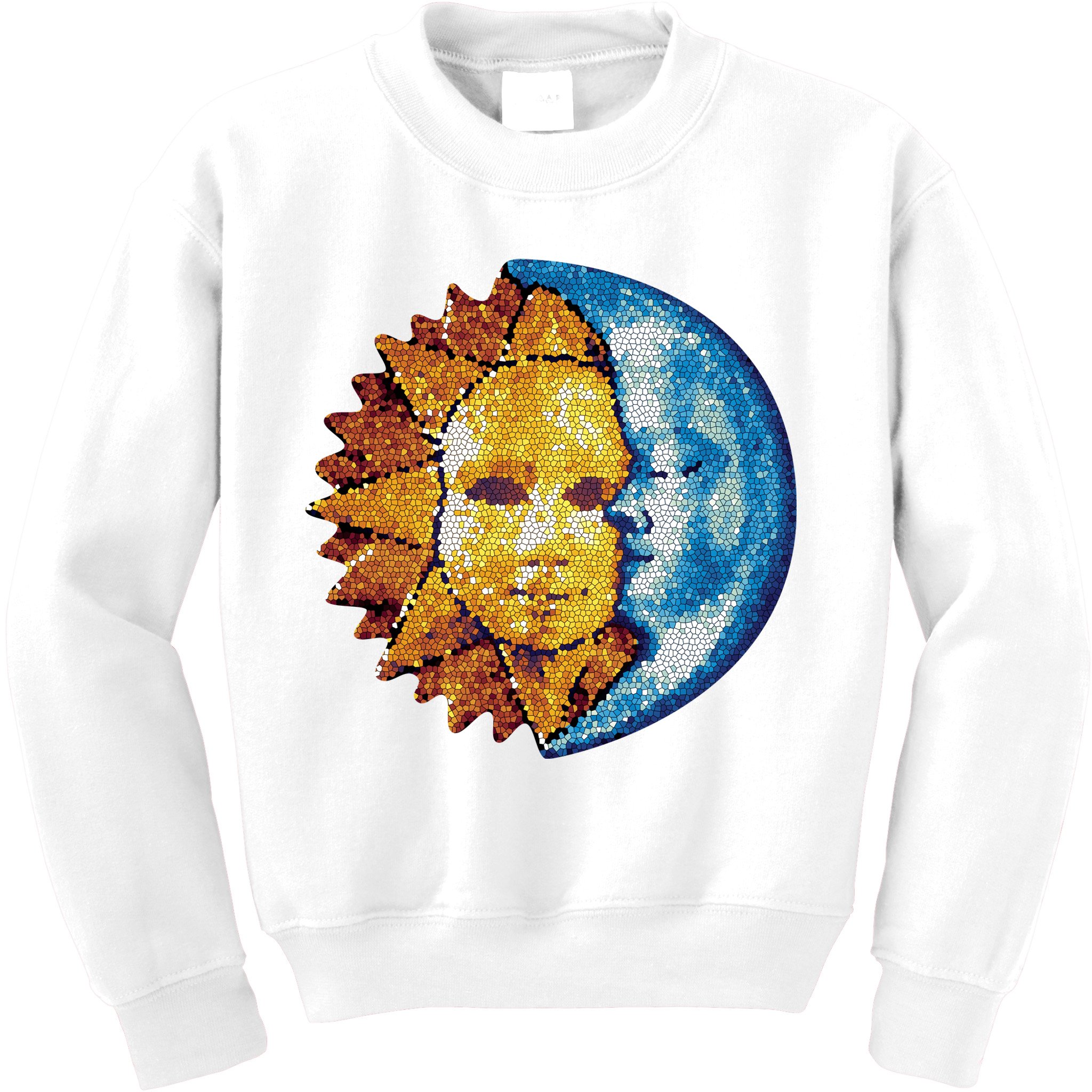 Sun And Moon Mosaic Astrology Kids Sweatshirt