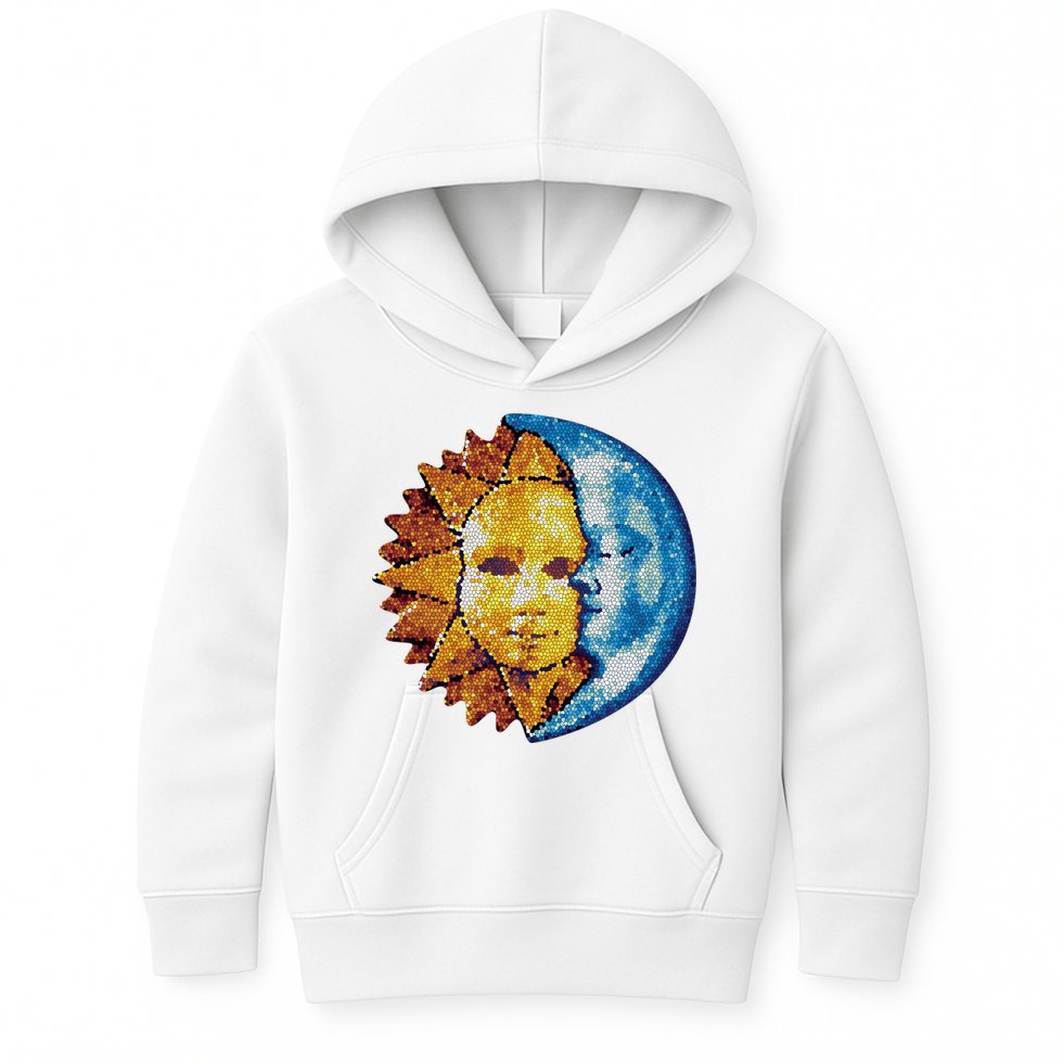 Sun And Moon Mosaic Astrology Kids Hoodie