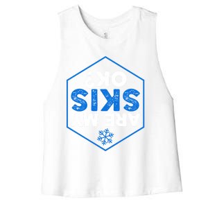 Skier Are My Skis Ok Funny Skiing Gift Funny Gift Women's Racerback Cropped Tank