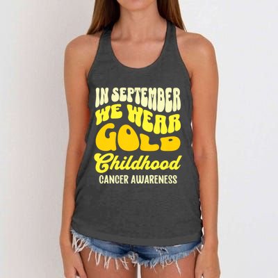 September Awareness Month Childhood Cancer Awareness Month In September We Wear Women's Knotted Racerback Tank