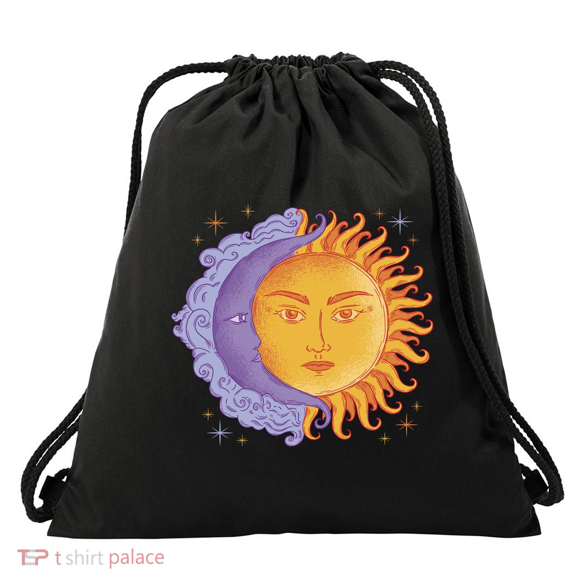 Sun And Moon Sky Drawstring Bag