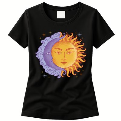 Sun And Moon Sky Womens T-Shirt