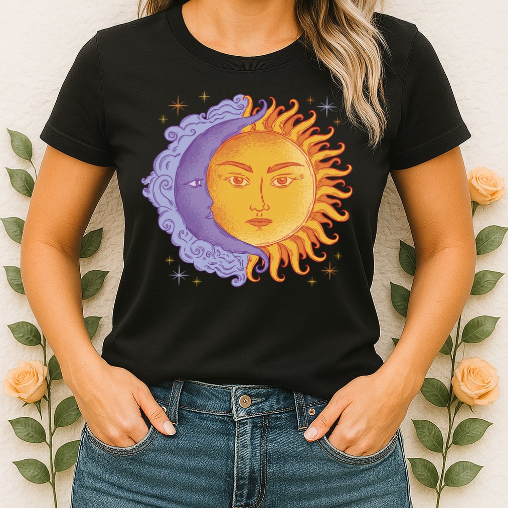 Sun And Moon Sky Womens T-Shirt