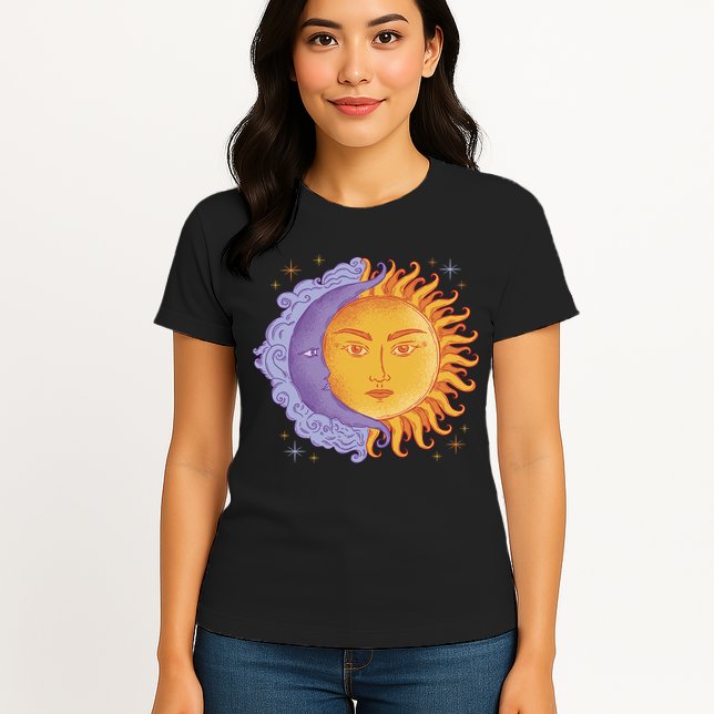 Sun And Moon Sky Womens T-Shirt