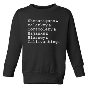 Shenanigans And Malarkey And Tomfoolery And Hijinks Blarney Toddler Sweatshirt