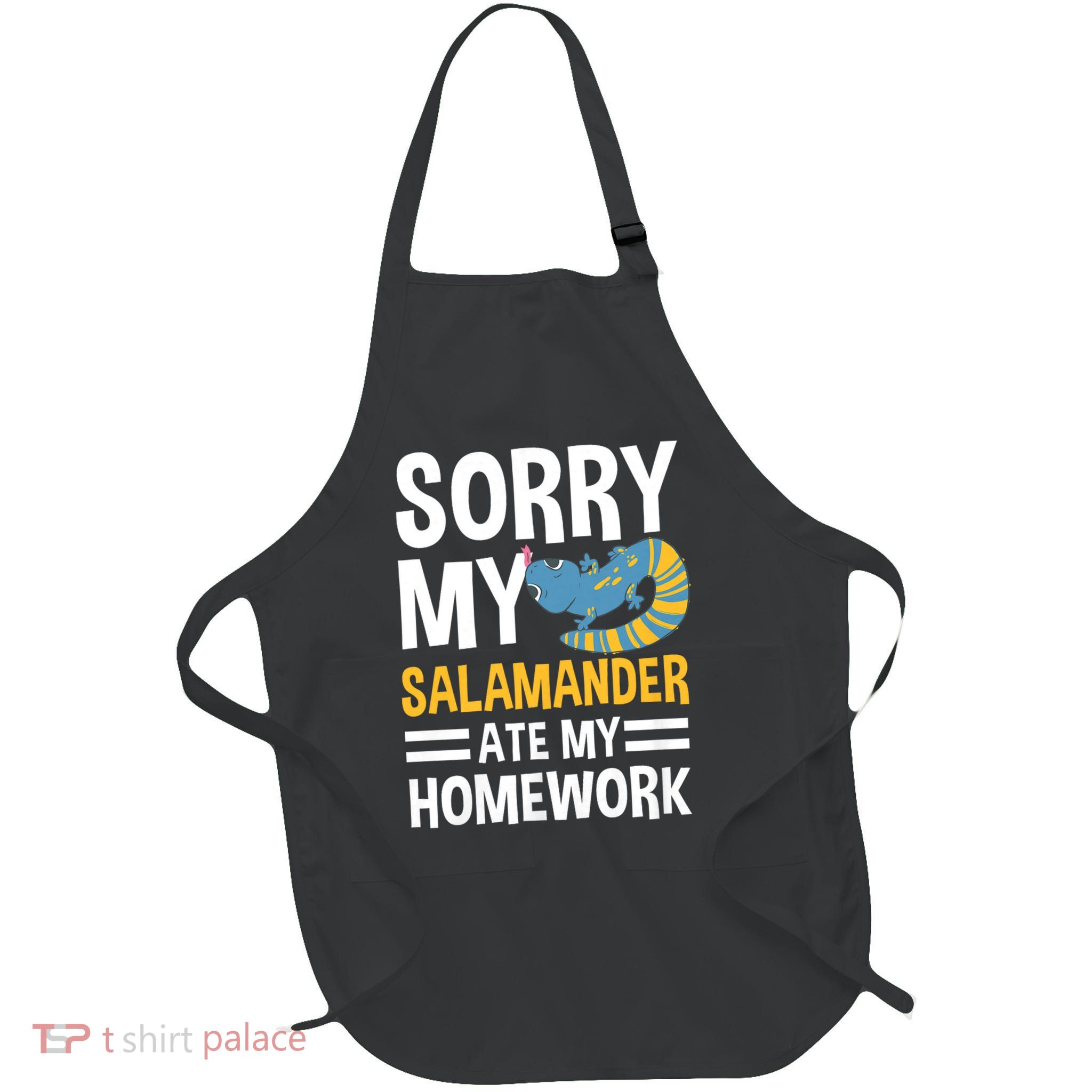 Salamander Ate My Homework Zoologist Lizard Reptile Lover Full-Length Apron With Pockets