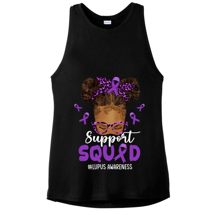 Supportsquad Afro Messy Bun Leopard Lupus Awareness Meaningful Gift Ladies PosiCharge Tri-Blend Wicking Tank
