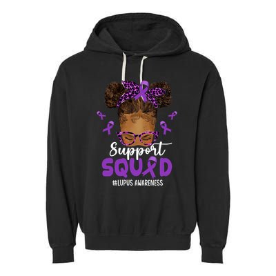 Supportsquad Afro Messy Bun Leopard Lupus Awareness Meaningful Gift Garment-Dyed Fleece Hoodie
