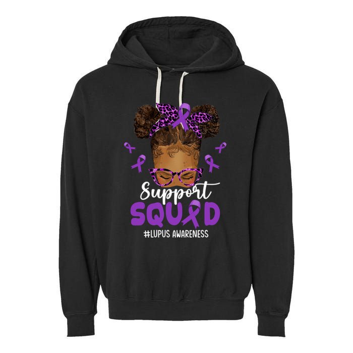 Supportsquad Afro Messy Bun Leopard Lupus Awareness Meaningful Gift Garment-Dyed Fleece Hoodie