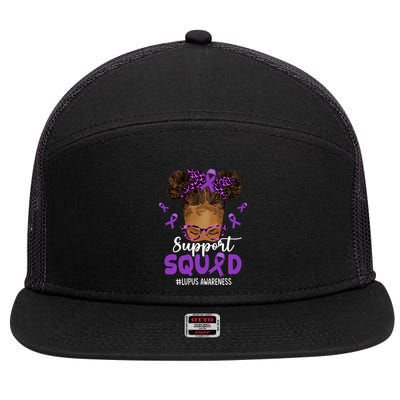 Supportsquad Afro Messy Bun Leopard Lupus Awareness Meaningful Gift 7 Panel Mesh Trucker Snapback Hat