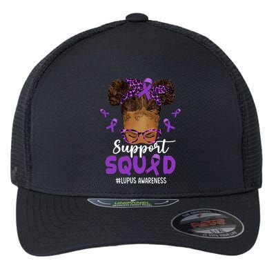 Supportsquad Afro Messy Bun Leopard Lupus Awareness Meaningful Gift Flexfit Unipanel Trucker Cap