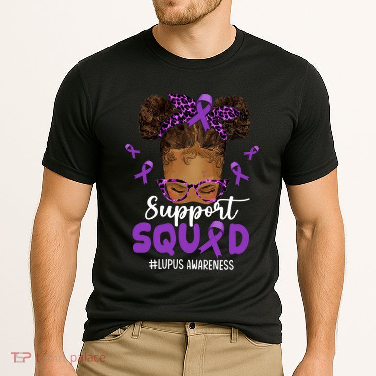Supportsquad Afro Messy Bun Leopard Lupus Awareness Meaningful Gift Performance Shirt