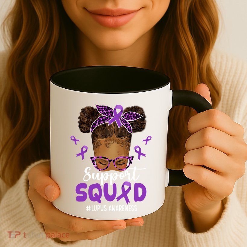 Supportsquad Afro Messy Bun Leopard Lupus Awareness Meaningful Gift Mug