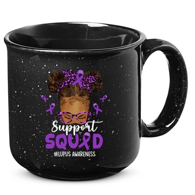 Supportsquad Afro Messy Bun Leopard Lupus Awareness Meaningful Gift 15oz Campfire Ceramic Mug