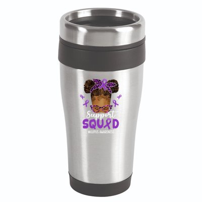 Supportsquad Afro Messy Bun Leopard Lupus Awareness Meaningful Gift 16oz Travel Tumbler