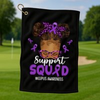 Supportsquad Afro Messy Bun Leopard Lupus Awareness Meaningful Gift Golf Towel