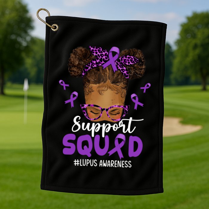 Supportsquad Afro Messy Bun Leopard Lupus Awareness Meaningful Gift Golf Towel