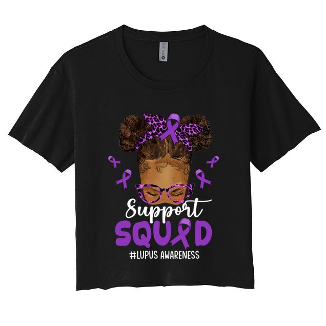 Supportsquad Afro Messy Bun Leopard Lupus Awareness Meaningful Gift Crop Top