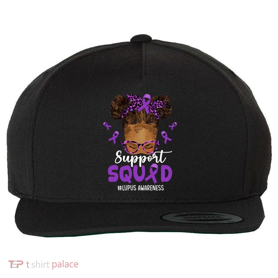Supportsquad Afro Messy Bun Leopard Lupus Awareness Meaningful Gift Wool Snapback Cap