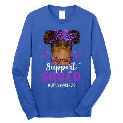 Supportsquad Afro Messy Bun Leopard Lupus Awareness Meaningful Gift Long Sleeve Shirt